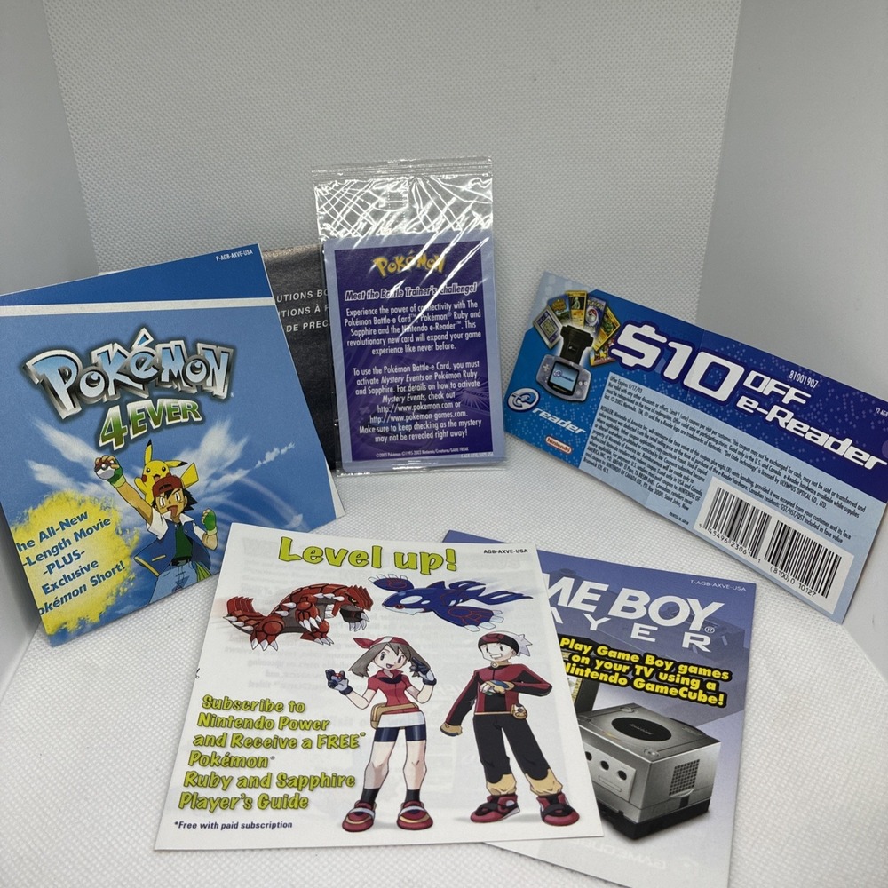 Pokemon Ruby Sapphire Game Boy Advance Promo Poster + Insert LOT !!! Steal !